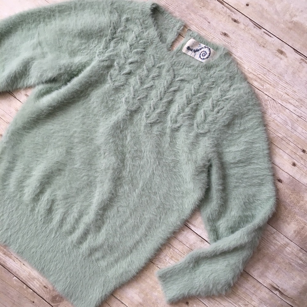 ANTHROPOLOGIE Mint Green Fuzzy Aubade Sweater